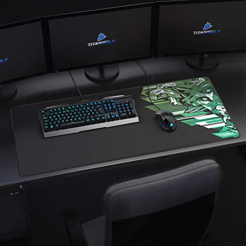 TITANWOLF - XXL Alfombrilla para ratón 900 x 400 mm - Speed Gaming Mousepad - Mouse Pad para Ordenador - Base para Mesa Grandes Dimensiones - Diseño Vector Lime