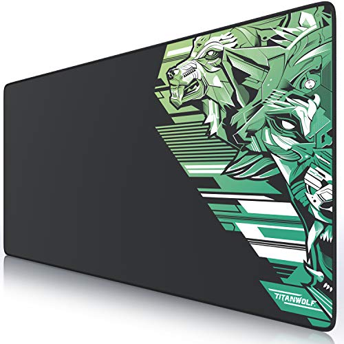 TITANWOLF - XXL Alfombrilla para ratón 900 x 400 mm - Speed Gaming Mousepad - Mouse Pad para Ordenador - Base para Mesa Grandes Dimensiones - Diseño Vector Lime