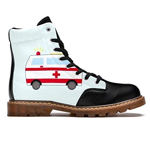 TIZORAX Botas de invierno para las mujeres de emergencia ambulancia imprime alta parte superior con cordones clásicos zapatos escolares de lona, color Multicolor, talla 41.5 EU