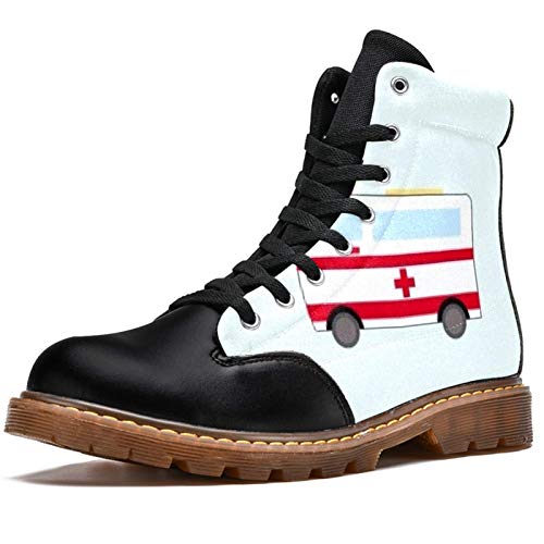 TIZORAX Botas de invierno para las mujeres de emergencia ambulancia imprime alta parte superior con cordones clásicos zapatos escolares de lona, color Multicolor, talla 41.5 EU