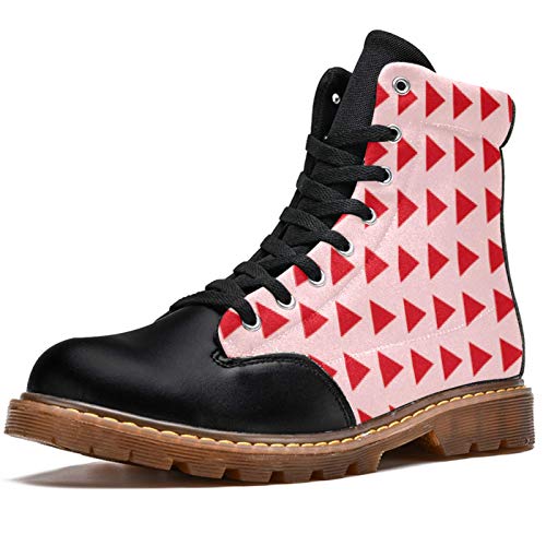 TIZORAX Botas de invierno para las mujeres Rojo Isosceles Triángulo Imprime Alta Parte Superior Encaje Clásico Lona Escuela Zapatos, color Multicolor, talla 38.5 EU