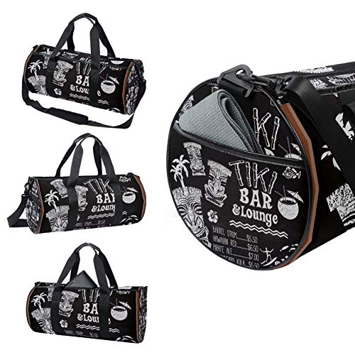 TIZORAX Tiki Bar And Lounge Gym Duffle Bag Drum Tote Fitness Travel Bag Rooftop Rack Bag