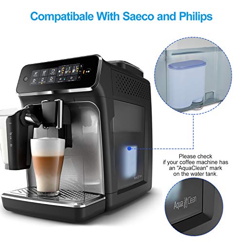 TKL - Filtro de agua para cafeteras Philips y Saeco, funciona con Philips Saeco cafetera, filtro AquaClean CA6903 4 filtros de agua.