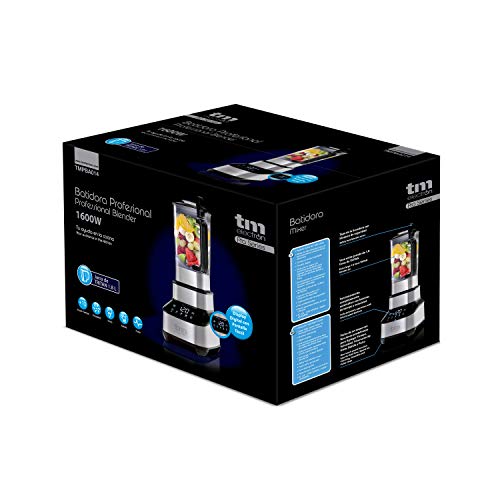 TM Electron TMPBA014 Batidora de Vaso de Tritan, 1600 W, 1.8 litros, Acero Inoxidable