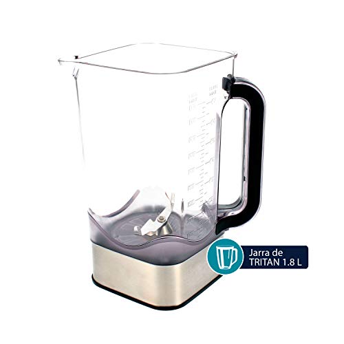 TM Electron TMPBA014 Batidora de Vaso de Tritan, 1600 W, 1.8 litros, Acero Inoxidable