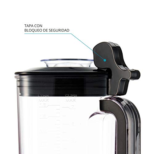 TM Electron TMPBA014 Batidora de Vaso de Tritan, 1600 W, 1.8 litros, Acero Inoxidable