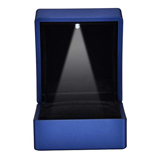 TMISHION Caja de Anillo LED de Moda de 2 Tipos - Soporte de exhibición de joyería de Caja de Almacenamiento Luminoso LED, Caja de Anillo/Colgante, para propuesta de Matrimonio(Negro -65 * 60 * 50)