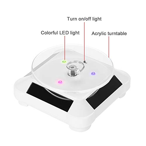TMISHION Soporte De ExhibicióN Giratorio Solar, 2 Colores Bandeja giratoria de la Placa giratoria de la luz 360 del escaparate Solar(White)