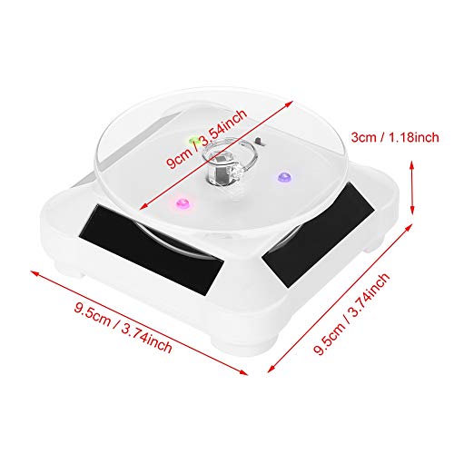 TMISHION Soporte De ExhibicióN Giratorio Solar, 2 Colores Bandeja giratoria de la Placa giratoria de la luz 360 del escaparate Solar(White)