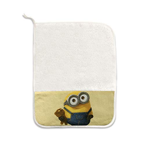 Toallas - Servilletas - Baberos Disney para guardería - Escuela Materna - 100% rizo de algodón - Made in Italy - Set Asilo para la comida y la merienda (toalla pequeña (30 x 38 cm), Minions amarillo)