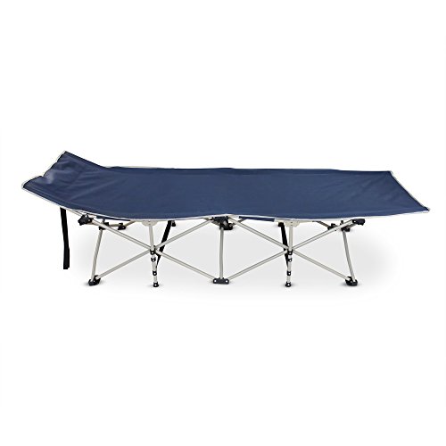 Todeco - Cama Plegable para Playa, Tumbona Ajustable - Material: Poliéster 600D, Tubos de Acero - Carga máxima: 150 kg - 190 x 67 x 35 cm, Azul Marino