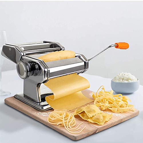 Todeco - Maquina para Hacer Pasta, Máquina de Pasta, Espaguetis, tagliatelles, lasañas, Grosor del corte: 6 ajustes de espesor ajustable de 0,5 a 3 mm, Material: Acero inoxidable