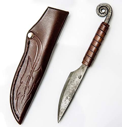 Toferner - Cuchillo de Acero para Letras - Forjado a Mano y Aspecto Vintage - Hoja Puntiaguda Ultra Afilada - Incluye Estuche de Cuero auténtico