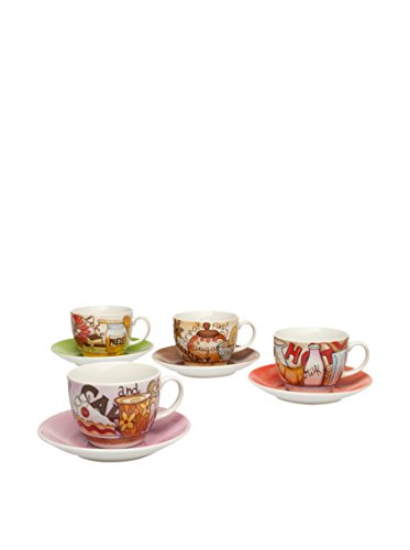 Tognana Colección Iris Breakfast 4 Tazas de Capuchino con Plato