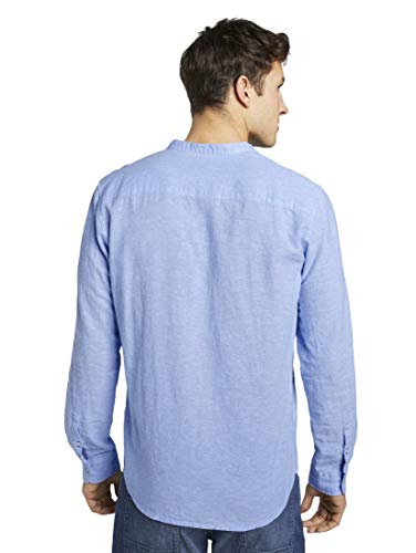 Tom Tailor Ray Linen Mao Camisa, 11869/Cambray Azul Cielo, L para Hombre