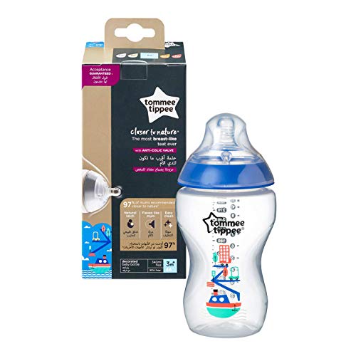 Tommee Tippee Biberón Closer to Nature, 340 ml, Azul, 1 Unidad, Azul