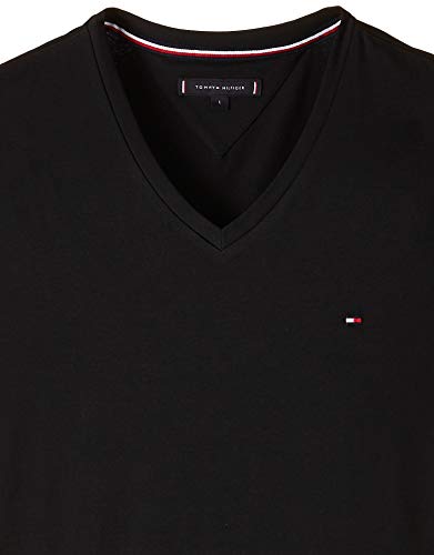 Tommy Hilfiger Core Stretch Slim Vneck tee Camiseta, Negro (Flag Black 083), Medium para Hombre