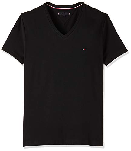 Tommy Hilfiger Core Stretch Slim Vneck tee Camiseta, Negro (Flag Black 083), Medium para Hombre