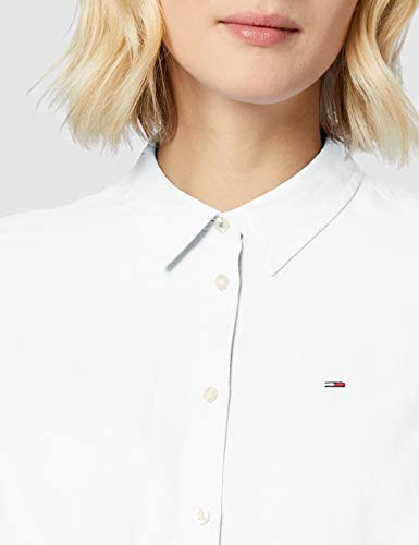 Tommy Hilfiger Slim Fit Oxford Shirt Camisa deportiva, Blanco (White 100), Large para Mujer