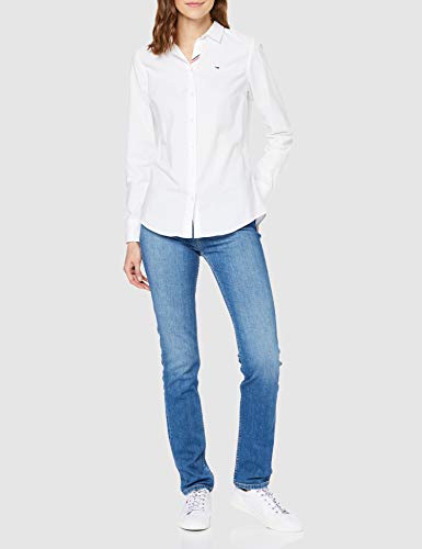 Tommy Hilfiger Tjw Slim Fit Oxford Shirt Camisa, Blanco (White 100), 34 (Talla del Fabricante: X-Small) para Mujer