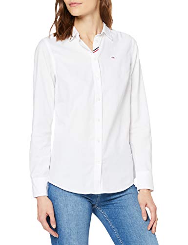 Tommy Hilfiger Tjw Slim Fit Oxford Shirt Camisa, Blanco (White 100), 34 (Talla del Fabricante: X-Small) para Mujer