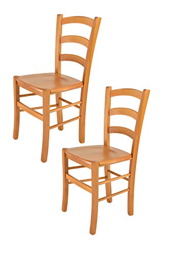 Tommychairs - Set 2 sillas Venice para Cocina y Comedor, Estructura en Madera de Haya Color Miel y Asiento en Madera