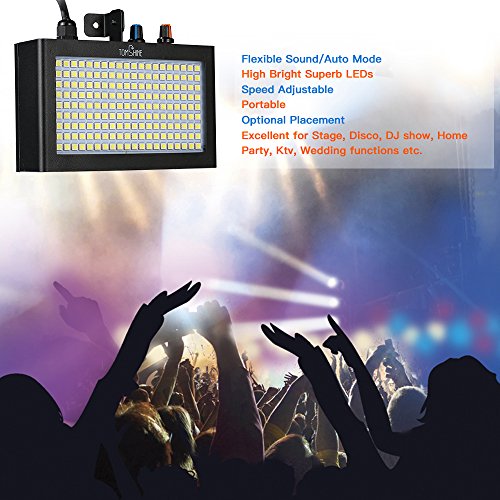 Tomshine DMX512 Luz de Escenario, 180 LED Luz de Estroboscopio Flash Lámpara Portátil Auto Funcionamiento Control de Sonido Velocidad Activada Ajustable para Discoteca de Escenario Inicio Party KTV