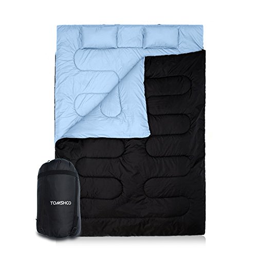 TOMSHOO Saco de Dormir para Dos Personas Doble o Separado 86in×60in -10℃ ～ 0℃ con Dos Cojines para Primavera e Invierno