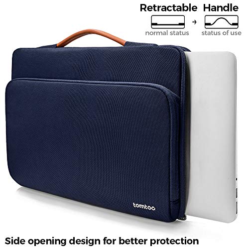 tomtoc 12.5" Maletín Portátil Protector de 360° para 13" New MacBook Air A1932 A2179, 13" New MacBook Pro USB-C A2159 A1989 A1706 A1708, 11.6" TECLAST 11.6 F5R, Bolsillo de Accesorios, Azúl Oscuro