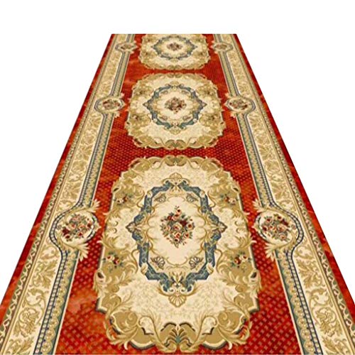 TongN Red Floral Runner Alfombra Antideslizante Área Corredor Canal de Entrada Alfombra Entrada Lavable, modificada para requisitos particulares (Color : A, Tamaño : 1.2 * 4m)