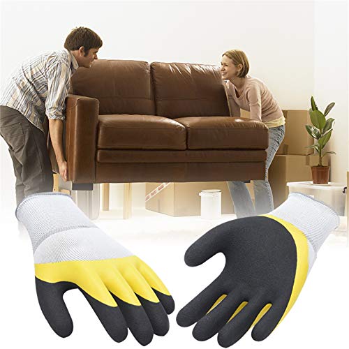 Tonsooze Guantes de Trabajo y Guantes de Jardinería Recubiertos, Recubrimiento látex natural de Fibra de poliéster Guantes niñas y niños, para el jardín y tareas del hogar 5 Pares - Talla L/9