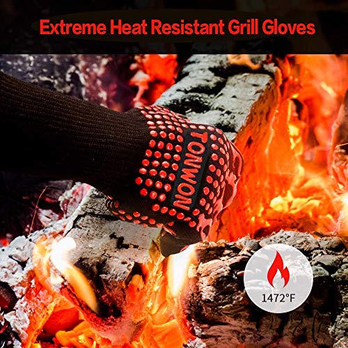 TONWON Guantes para Barbacoa, 1472°F Guantes para Parrilla a Prueba de Calor Extremo, Guantes para BBQ Accesorios de Cocina, Mitones para Horno de Microondas, Adecuados para Asar, Cocinar, Hornear