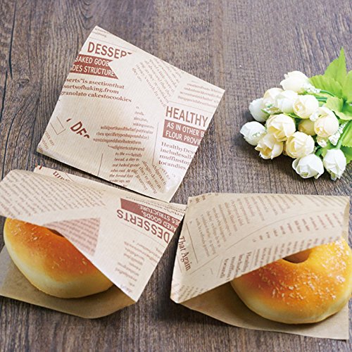 TOOGOO 100 unids 12x12 cm Sandwich Donut Pan Bolsa Galletas Donut Bolsas de Papel A Prueba de Aceite Pan Artesania Panaderia Alimentos Embalaje Kraft