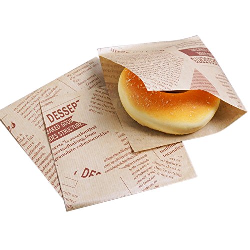 TOOGOO 100 unids 12x12 cm Sandwich Donut Pan Bolsa Galletas Donut Bolsas de Papel A Prueba de Aceite Pan Artesania Panaderia Alimentos Embalaje Kraft