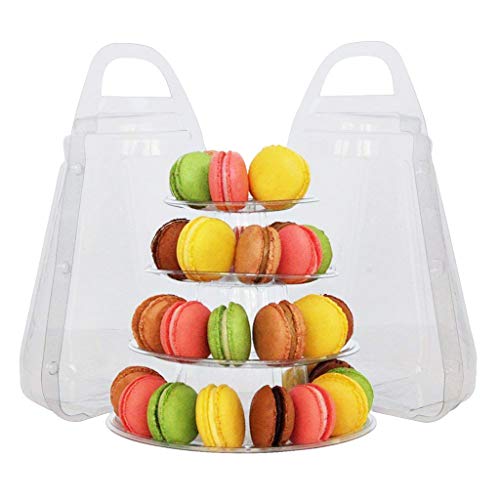 TOOGOO 4 Niveles Redondo Macaron Tower Stand Macarrones Display Rack Holder Baby Shower Party Cake Decorating Tools DecoracióN de la Boda