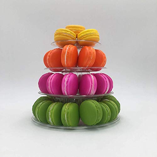 TOOGOO 4 Niveles Redondo Macaron Tower Stand Macarrones Display Rack Holder Baby Shower Party Cake Decorating Tools DecoracióN de la Boda