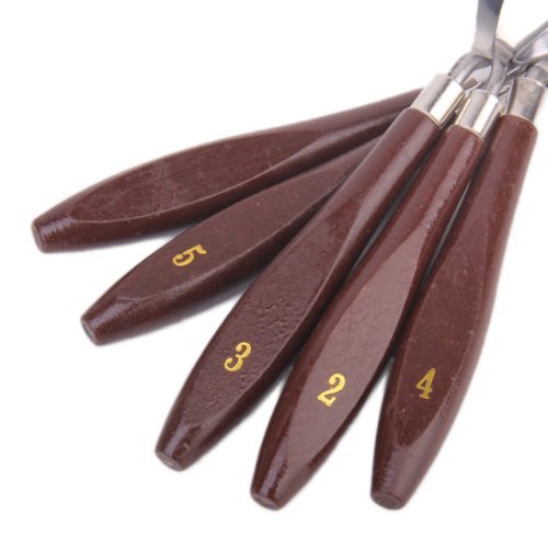 TOOGOO 5 piezas de espátulas con juego de cuchillos espátula, mango de madera