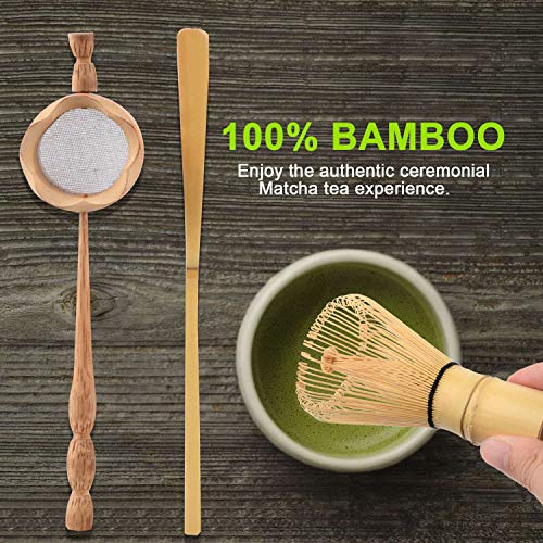 TOOGOO Colador de Té de Bambú Natural Cepillo de Batir Matcha Juego de Cucharada de Batidor de Té Verde en Polvo Juego de Utensilios de Té Accesorios de Cocina 3 Piezas