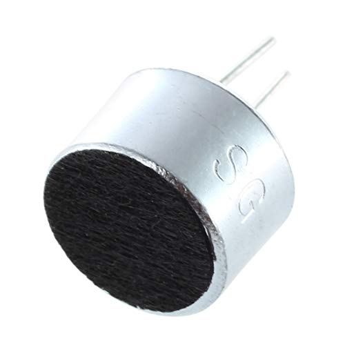 TOOGOO(R) 10 x 2 Pin Mini MIC Capsula Microfono de Condensador Electret Plateado Negro