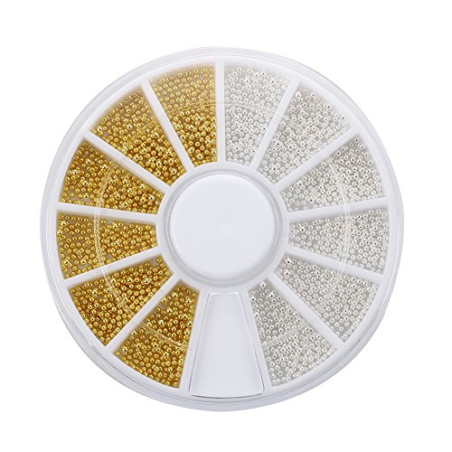 TOOGOO(R)300 PCS decoracion de caviar de plata de oro para arte de unas + rueda de moda