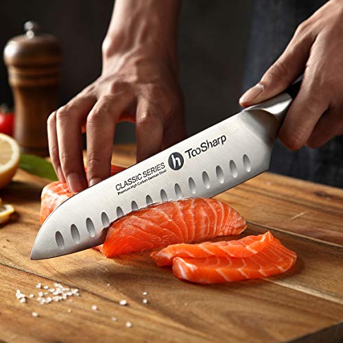 TooSharp Cuchillo Santoku/Seriie Comfort-Pro/Cuchillos de Acero Inoxidable Alto en Carbono X50CrMoV15-7" (180mm)