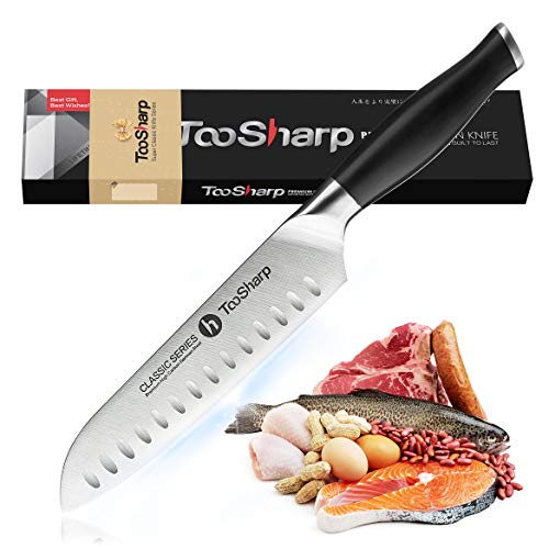 TooSharp Cuchillo Santoku/Seriie Comfort-Pro/Cuchillos de Acero Inoxidable Alto en Carbono X50CrMoV15-7" (180mm)