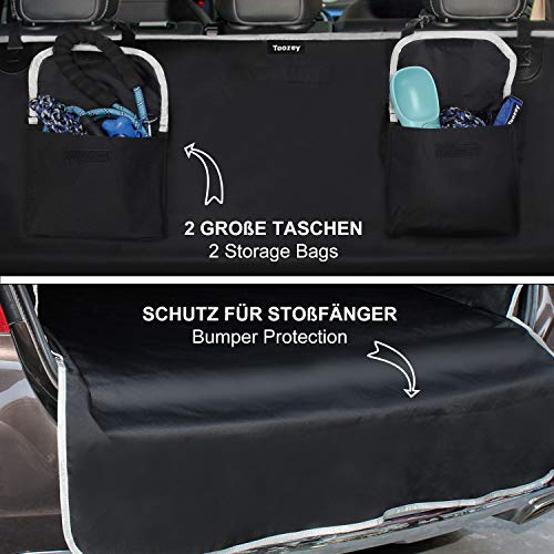 Toozey Funda para Maletero de Coche Universal, 2 Bolsillos Grandes, Impermeable & Antideslizante, 185 x 105 cm Funda para Perros para Todos los Autos, Cuenco Plegable y E-Book Bono