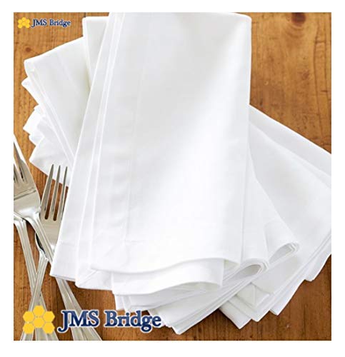 TOP COTTON BAGS Servilletas de algodón de Color Blanco Hechas a Mano para Mesa, de Lino, 50 cm x 50 cm. ***Pack de 12***