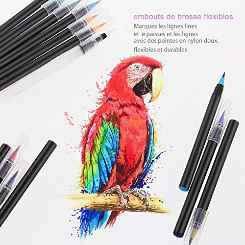 TOPERSUN Rotuladores Pincel 20 Rotuladores Acuarelables y 1 Pincel de Agua para Colorear Dibujar Cómic Caligrafía Diseño de Letras