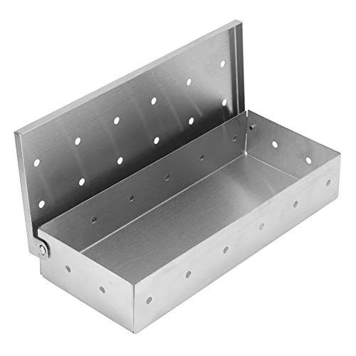 TOPINCN Caja Barbacoa Acero Inoxidable Parrilla para Carne Aire Libre Caja Ahumador Suministros para Madera Carbón Leña Diseño Múltiples Agujeros Sabor Ahumado