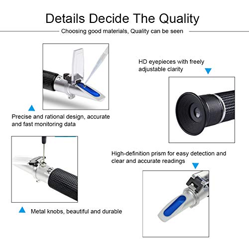TOPINCN Refractómetro de Alcohol portátil 0~80% Medidor de Bebidas alcohólicas Probador de Bebidas alcohólicas con ATC para la elaboración de vinos