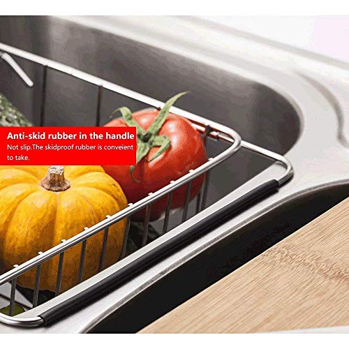 Toplife Escurridor de Platos Extensible de Acero Inoxidable para Cocina Hogar,Escurreplatos para Fregadero Adecuado para Escurrir Platos, Verduras y Frutas en el Fregadero.Talla Pequeña