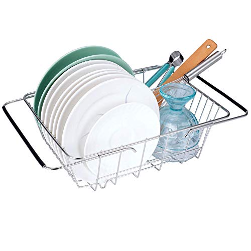 Toplife Escurridor de Platos Extensible de Acero Inoxidable para Cocina Hogar,Escurreplatos para Fregadero Adecuado para Escurrir Platos, Verduras y Frutas en el Fregadero.Talla Pequeña