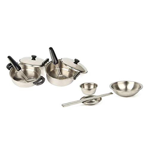 TOPofly Los Juegos De Simulación De Cocina De Acero Inoxidable Juguetes Sartenes Ollas De Utensilios De Cocina En Miniatura De Juguete Kid Cocina Juguete Set De Juego De Utensilios De